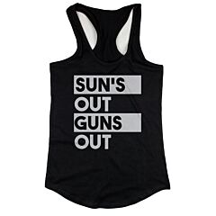 Sun's Out Guns Out Women's Black Tanktop Workout Tank Summer Beach Wear