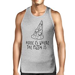 Home Where Pizza Mens Grey  Sleeveless Tank Top For Pizza Lovers