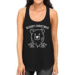 Bearry Christmas Bear Womens Black Tank Top
