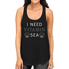 I Need Vitamin Sea Womens Black Sleeveless Summer Top Unique Gifts