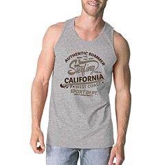 Authentic Summer Surfing California Mens Grey Tank Top
