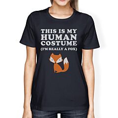 This Is My Human Costume Fox Womens Navy Shirt