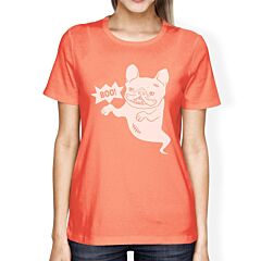 Boo French Bulldog Ghost Womens Peach Shirt