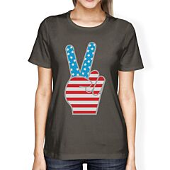 Peace Sign American Flag Unique Design Graphic T-Shirt For Women