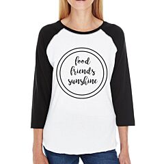 Food Friends Sunshine Black Sleeve Raglan Shirt For Women Cotton