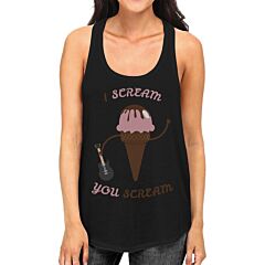 I Scream You Scream Ice Cream Funny Design Womens' Black Tank Top