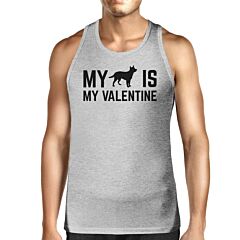 My Dog My Valentine Mens Grey Tank Top Cute Graphic For Dog Owners