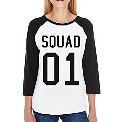 Squad01 Womens Black And White Baseball Shirt