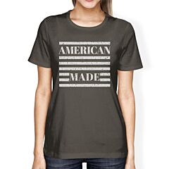 American Made Womens Dark Grey T Shirt Vintage Printing Graphic Tee