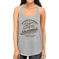 Authentic Summer Surfing California Womens Grey Tank Top