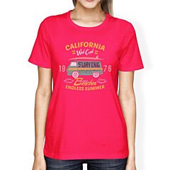 California Beaches Endless Summer Womens Hot Pink Shirt