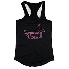 Black Summer Vibes Flamingo Tank top for Women Summer Vacation Beach Wear