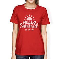 Hello Summer Sun Womens Red Shirt