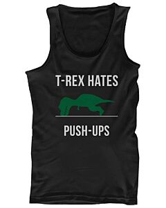 Men's Work Out Tank Top - T-Rex Hates Push Ups - Funny Workout Lazy Tanktop