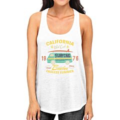 California Beaches Endless Summer Womens White Tank Top