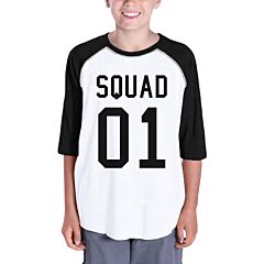 Squad01 Kids Black And White Baseball Shirt