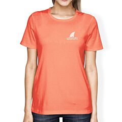 Mini Shark Peach Womens Short Sleeve Tshirt Funny Design Cotton Tee