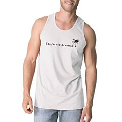 California Dreaming Mens White Tank Top Lightweight Summer Shirt