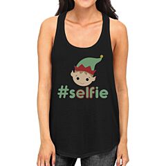 Hashtag Selfie Elf Womens Black Tank Top