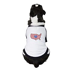 USA Map Small Pet Baseball Tee Cute Patriotic Gifts For Dog Owners