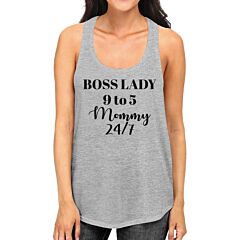 Boss Lady Mommy Women's Grey Sleeveless Shirt Funny Gift For Wife