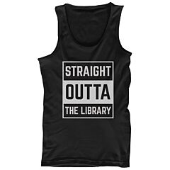 Men's Back To School Black Tank Tops Straight Outta The Library for Hot Summer