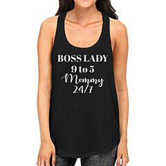 Boss Lady Mommy Womens Black Racerback Tank Top Funny Gift For Mom