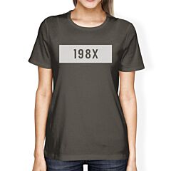 198X Womens Dark Grey Graphic Tee Cute Design Shirt Round Neck