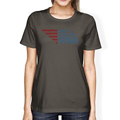 Seek Travel USA American Flag Shirt Womens Dark Gray Graphic Tshirt