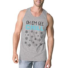 Oh Em Gee Chill Snowflakes Mens Grey Tank Top