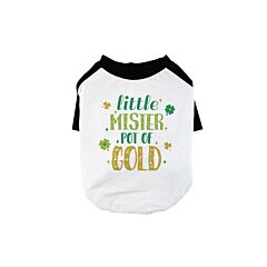 Little Mister Pot Of Gold Pet Baseball Shirt for Small Dogs Gifts