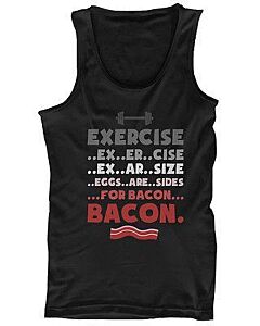 Men's Funny Black Cotton Tank Top – Exercise… Eggs Are Sides for Bacon