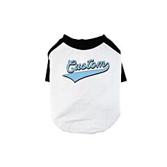Blue College Swoosh Pets Personalized Baseball Shirt for Small Dog