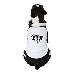 Skeleton Heart Pets Black And White BaseBall Shirt