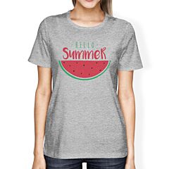 Hello Summer Watermelon Womens Grey Shirt