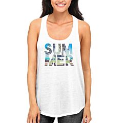 Summer Beach Funny Graphic Design Printed Women's White Tank Top