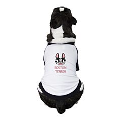 Boston Terror Terrier Pets Black And White BaseBall Shirt