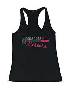 Women's Cute Black Cotton Work Out Tank Top - Muscles and Mascara