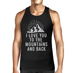 Mountain And Back Men's Black Cotton Tank Top Cute Gift For Couples