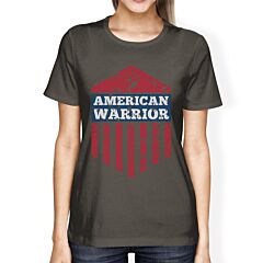 American Warrior Tee Womens Dark Grey Short Sleeve T-Shirt For Her