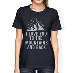 Mountain And Back Womens Navy Short Sleeve Top Mountain Graphic Tee