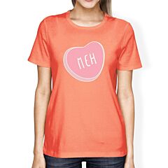 Meh Womens Peach T-shirt Lovely Heart Fun Gift Idea For Best Friend