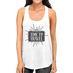Time To Travel Womens White Tank Top