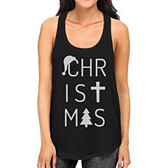 Christmas Letters Womens Black Tank Top