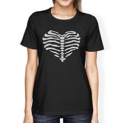 Skeleton Heart Womens Black Shirt