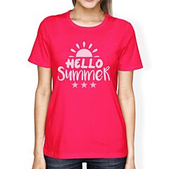 Hello Summer Sun Womens Hot Pink Shirt