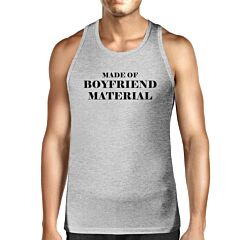 Boyfriend Material Mens Grey Tank Top Simple Design Cotton Tanks
