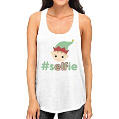 Hashtag Selfie Elf Womens White Tank Top