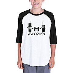 Never Forget Kids Black And White Baseball Shirt