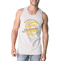 Authentic Summer Surfing California Mens White Tank Top